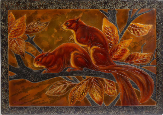 Gaston SUISSE (1896-1988) - Écureuils roux branchés.